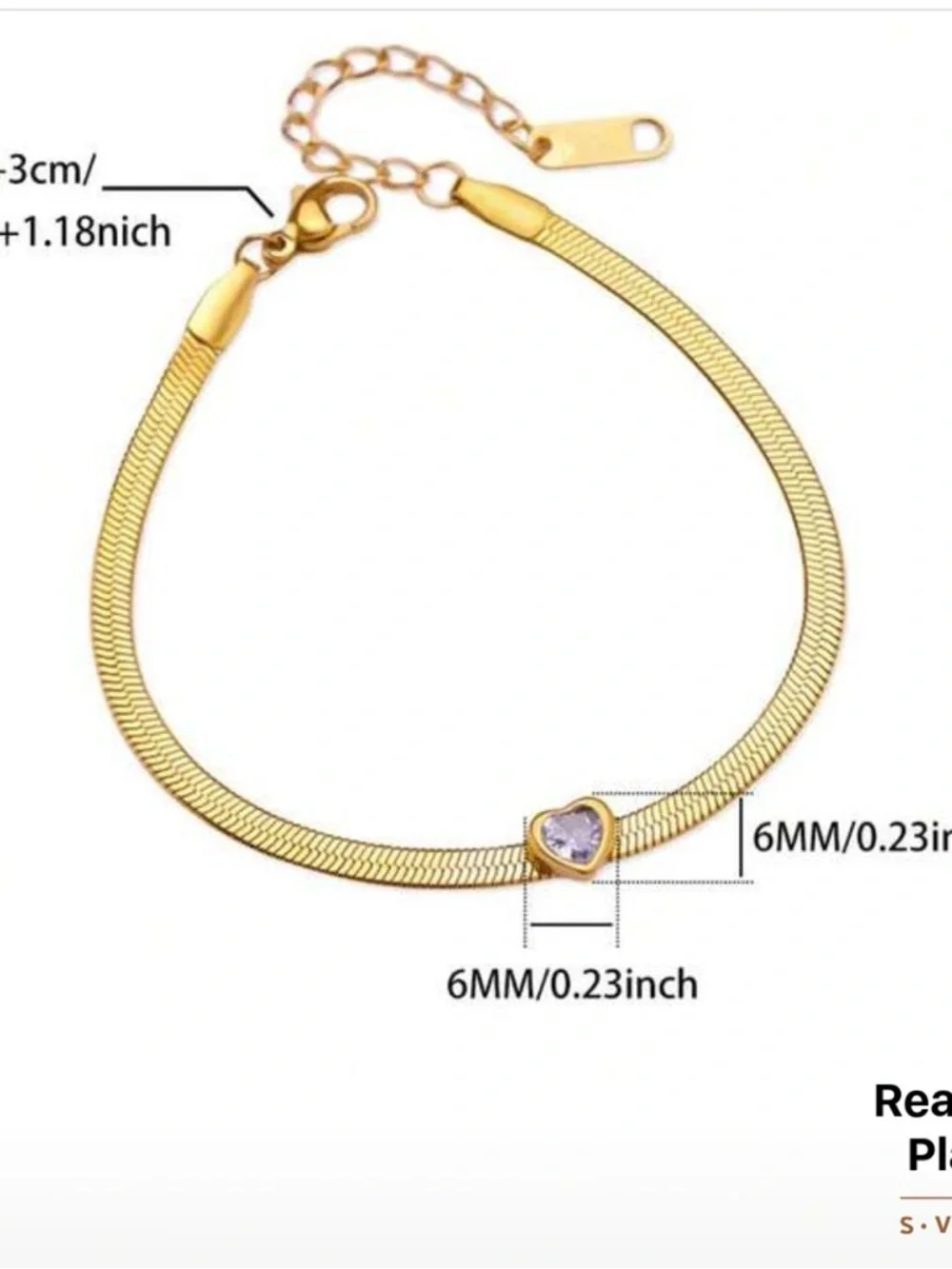 Stainless steel (S1) heart gold plated  bracelet gold blue